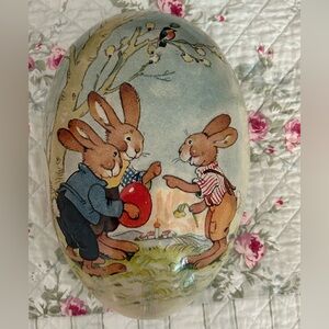 Nestler German Large Easter Egg Paper Mache Bunnies Peter Rabbit bird spring